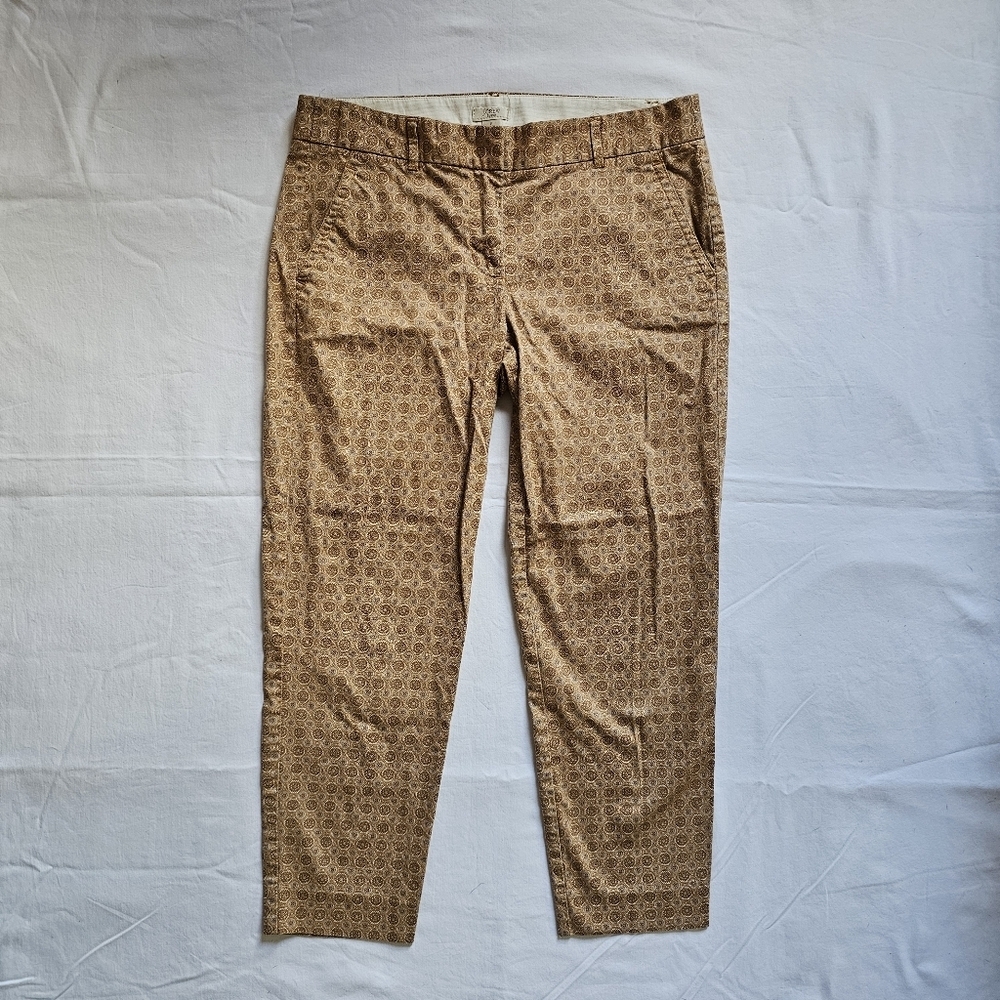 J. Crew City Fit Stretch Abstract Pattern Office Chino Slim Fit Trousers Size 6